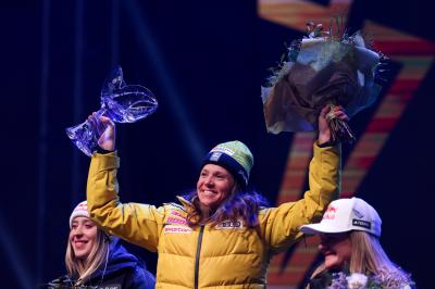 Prize giving ceremony of Audi FIS Ski World Cup Giant Slalom in Kranjska Gora