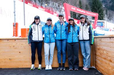 Slovenia Women's Ski team during press conference before AUDI FIS World Cup races in Kranjska gora