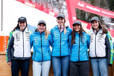 Slovenia Women's Ski team during press conference before AUDI FIS World Cup races in Kranjska gora