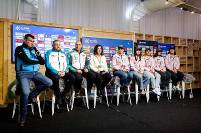 Slovenia Women's Ski team during press conference before AUDI FIS World Cup races in Kranjska gora