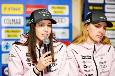 Slovenia Women's Ski team during press conference before AUDI FIS World Cup races in Kranjska gora