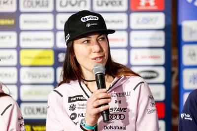 Slovenia Women's Ski team during press conference before AUDI FIS World Cup races in Kranjska gora