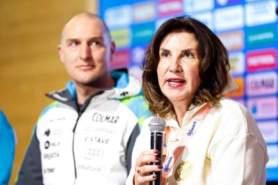 Slovenia Women's Ski team during press conference before AUDI FIS World Cup races in Kranjska gora